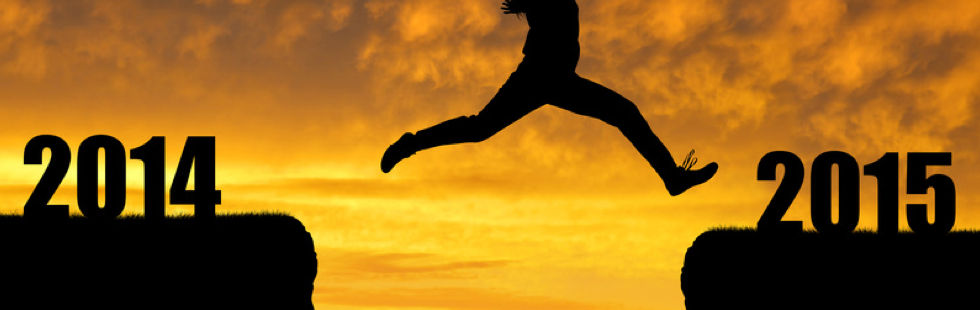 Amazing silhouette of man jumping at sunset toward 2014 © Creativa - Fotolia.com